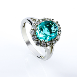 Paraiba Silver Ring Oval Cut Stone