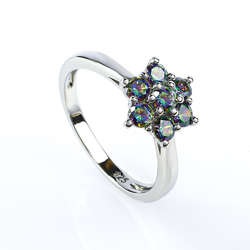 Flower Mystic Topaz Sterling Silver Ring