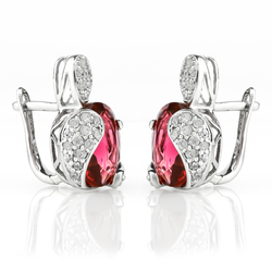 Pink Tourmaline Silver Earrings