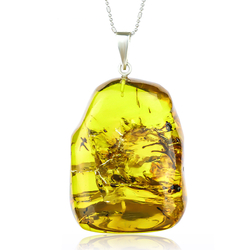 Huge Amber Pendant Made of Precious Healing Mexican Amber