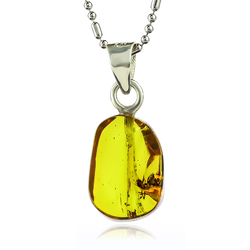 100% Genuine Amber With Ant Silver Pendant 20 x 8 mm