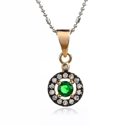 14K Rose Gold Plated Emerald Sterling Silver Pendant