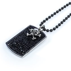 Stainless Black Steel Skull Necklace For Men Dog Tag