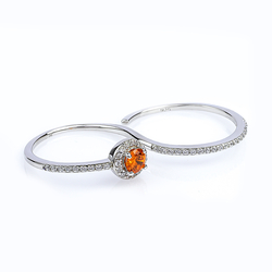 Fire Opal Double Silver Ring With Solid Silver