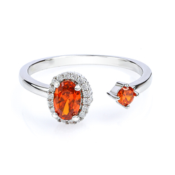 Double Fire Opal Sterling Silver Solitaire Ring