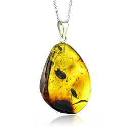 Genuine Amber Pendant With Insects