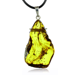 Big Genuine Amber Silver Pendant