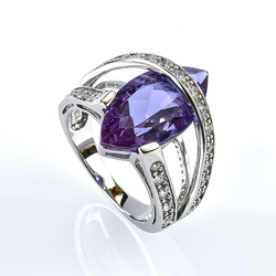 Silver Marquise Cut Alexandrite Ring