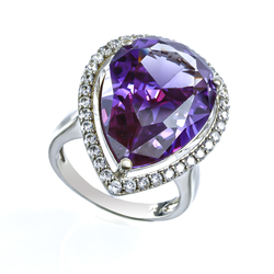 Sterling Silver Big Amethyst Ring