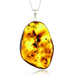 Large Amber Pendant Made of Precious Healing Mexican Amber