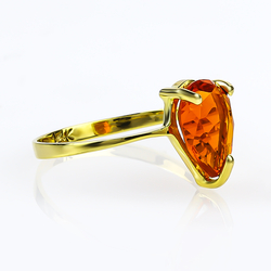 Genuine Pear Cut Mexican Fire Cherry Opal 14K Gold Ring