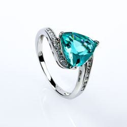 Silver Trillion Cut Paraiba Ring