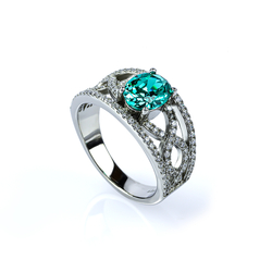 Oval Cut Paraiba and Simulated Diamonds