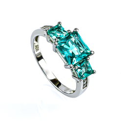 Sterling Silver 3 Stone Paraiba Ring