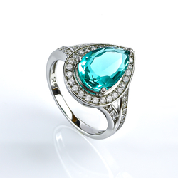 Silver Pear Cut Paraiba Ring