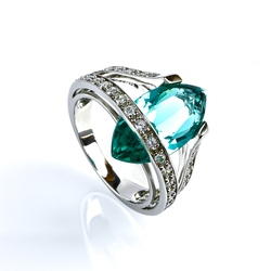 Mexican Marquise Cut Paraiba Silver Ring