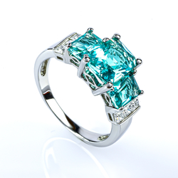 3 Stone Paraiba Sterling Silver Ring