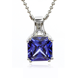 Tanzanita Princess Cut Silver Pendant