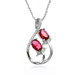 Double Oval-cut Ruby Pendant Silver