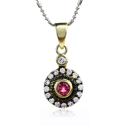 14K Rose Gold Plated Sterling Silver Ruby Pendant