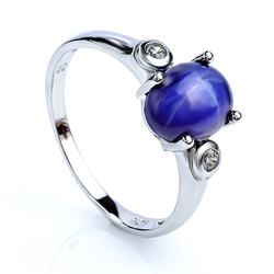 Fine Star Sapphire Silver Ring 925