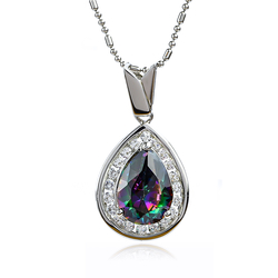 Mystic Topaz Pear Cut Silver Quality Pendant