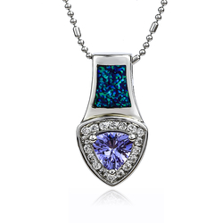 Magical Australian Opal Pendant with Tanzanite