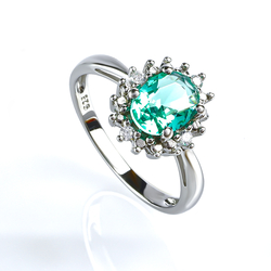 Oval Cut Paraiba Silver Ring