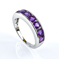 Sterling Silver Journey Amethyst Ring