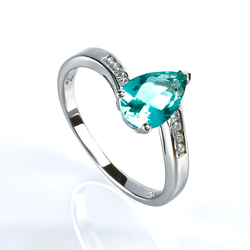 Paraiba Pear Cut Stone Silver Ring