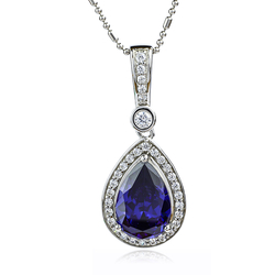 Silver Blue Pear Cut Tanzanite Pendant