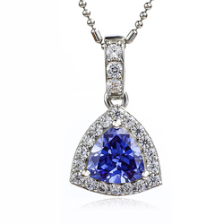 Blue Tanzanite Trillion Cut Stone Pendant Silver