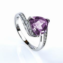 Silver Trillion Cut Alexandrite Ring