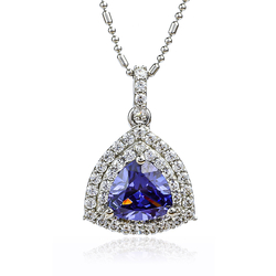 Trillion Cut Tanzanite Sterling Silver Pendant