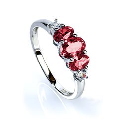 3 Oval Cut Stone Ruby Ring