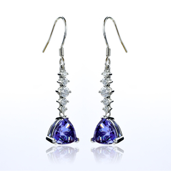 Silver Drop Earrings Trillion Cut Alexandrite