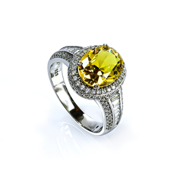 Yellow Alexandrite Sterling Silver Ring Color Change