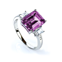 Alexandrite Sterling Silver Emerald Cut Ring