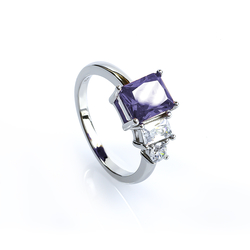 Three Stone Amethyst Ring