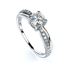 Simulated Diamond Round Cut Silver Ring Solitaire