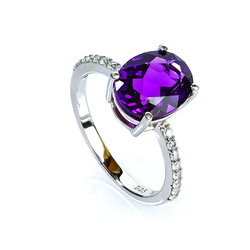 Sterling Silver Amethyst Fashion Ring 10 x 8 mm