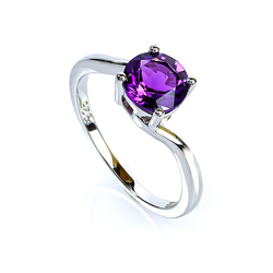 Amethyst Sterling Silver Solitaire Ring