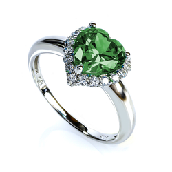 Emerald Sterling Silver Solitaire Ring Heart Shape