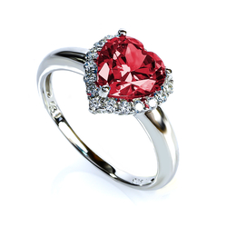 Ruby Sterling Silver Solitaire Ring Heart Shape