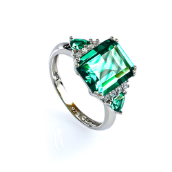 Emerald Cut Emerald Silver Ring