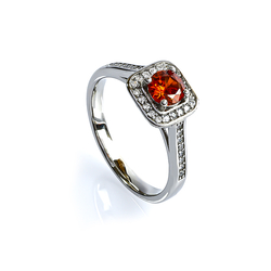 Gorgeous Princess Cut Fire Opal Silver Ring