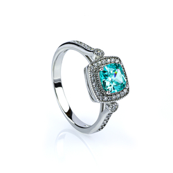 Sterling Silver 925 Paraiba Micropave Ring