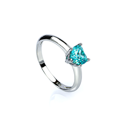 Sterling Silver Paraiba Heart Shape Cut Tourmaline Ring