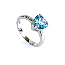 Heart Shape Aquamarine Sterling Silver Solitaire Ring