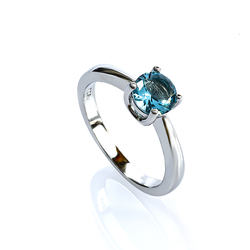 Aquamarine Silver Ring Solitaire Design